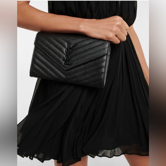 Rare Black on Black Yves Saint Laurent Wallet-On-Chain Medium Black on Black 🖤 - Picture 2 of 15